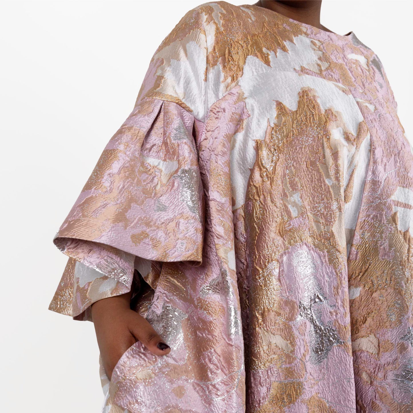 Pink & Gold Brocade Mini Dress