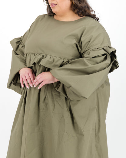 Green Frill Maxi Dress
