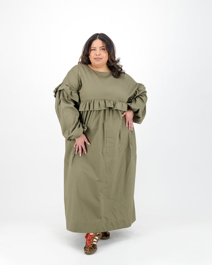 Green Frill Maxi Dress