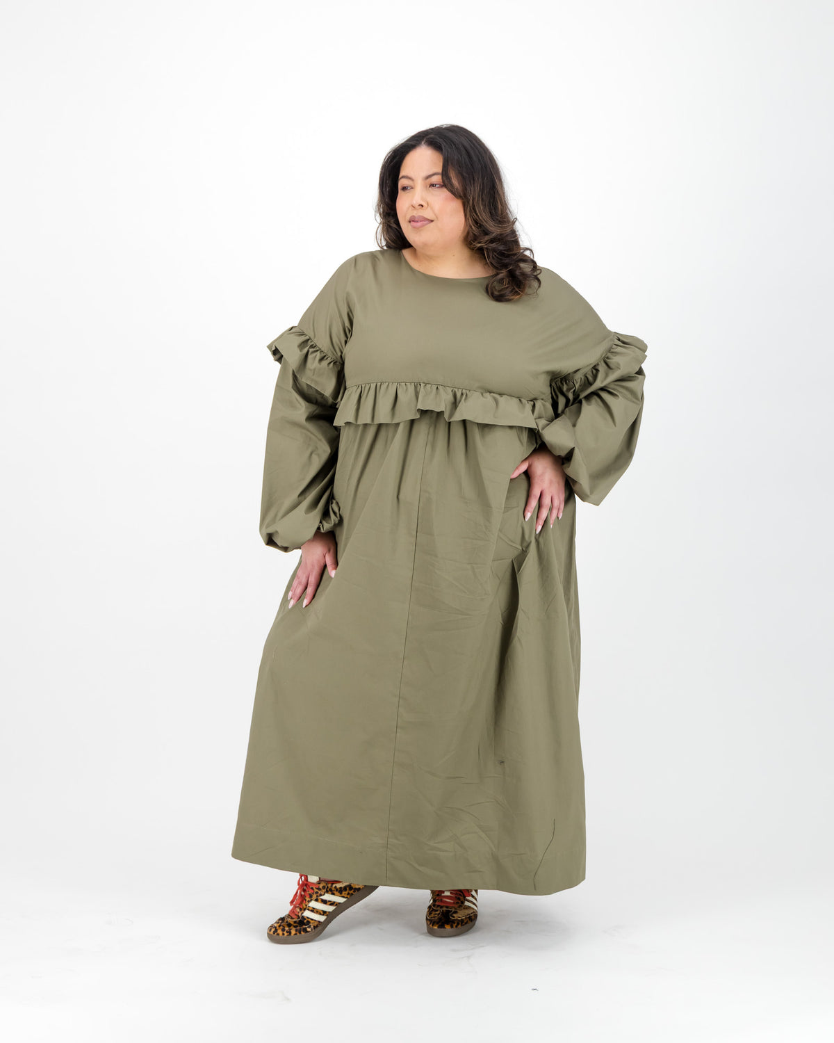 Green Frill Maxi Dress