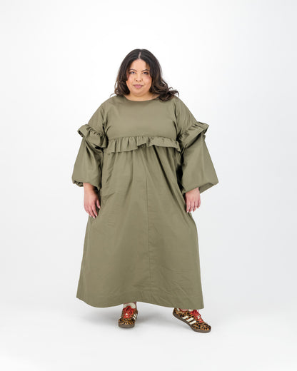 Green Frill Maxi Dress