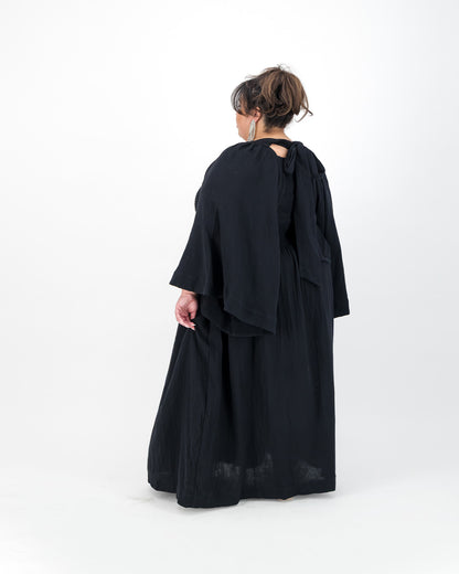 Black Shirring Maxi Dress