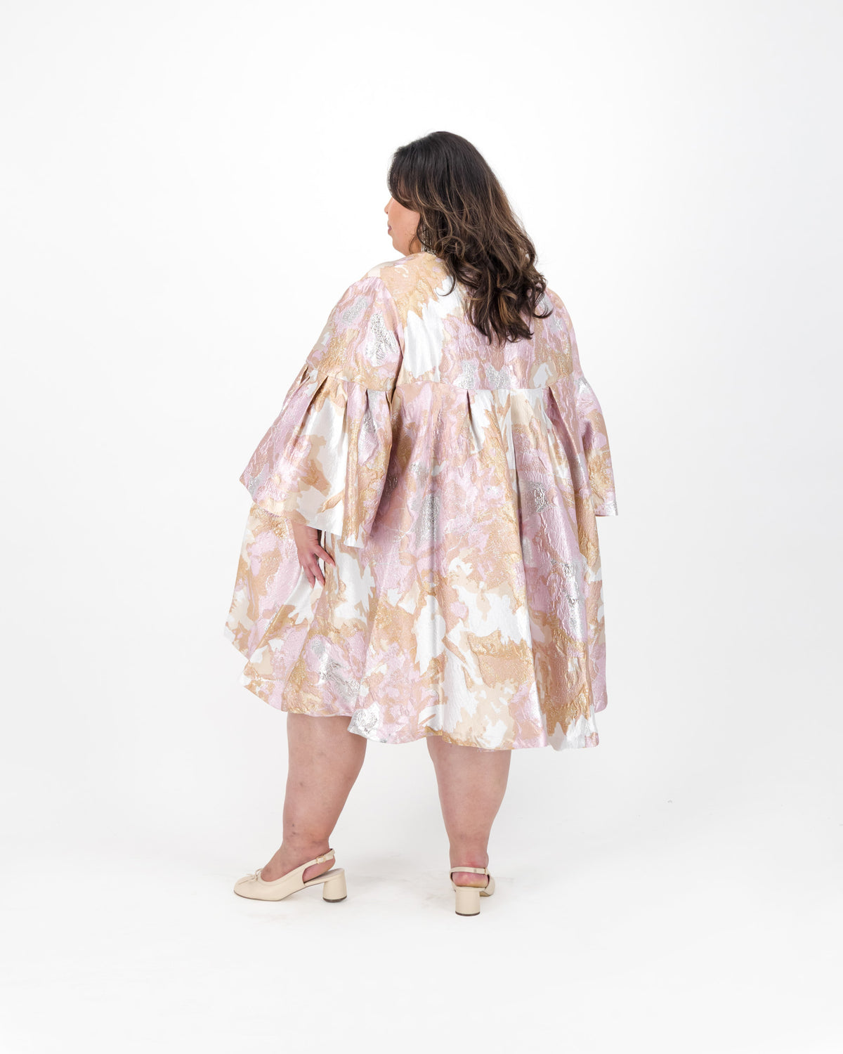 Pink & Gold Brocade Mini Dress
