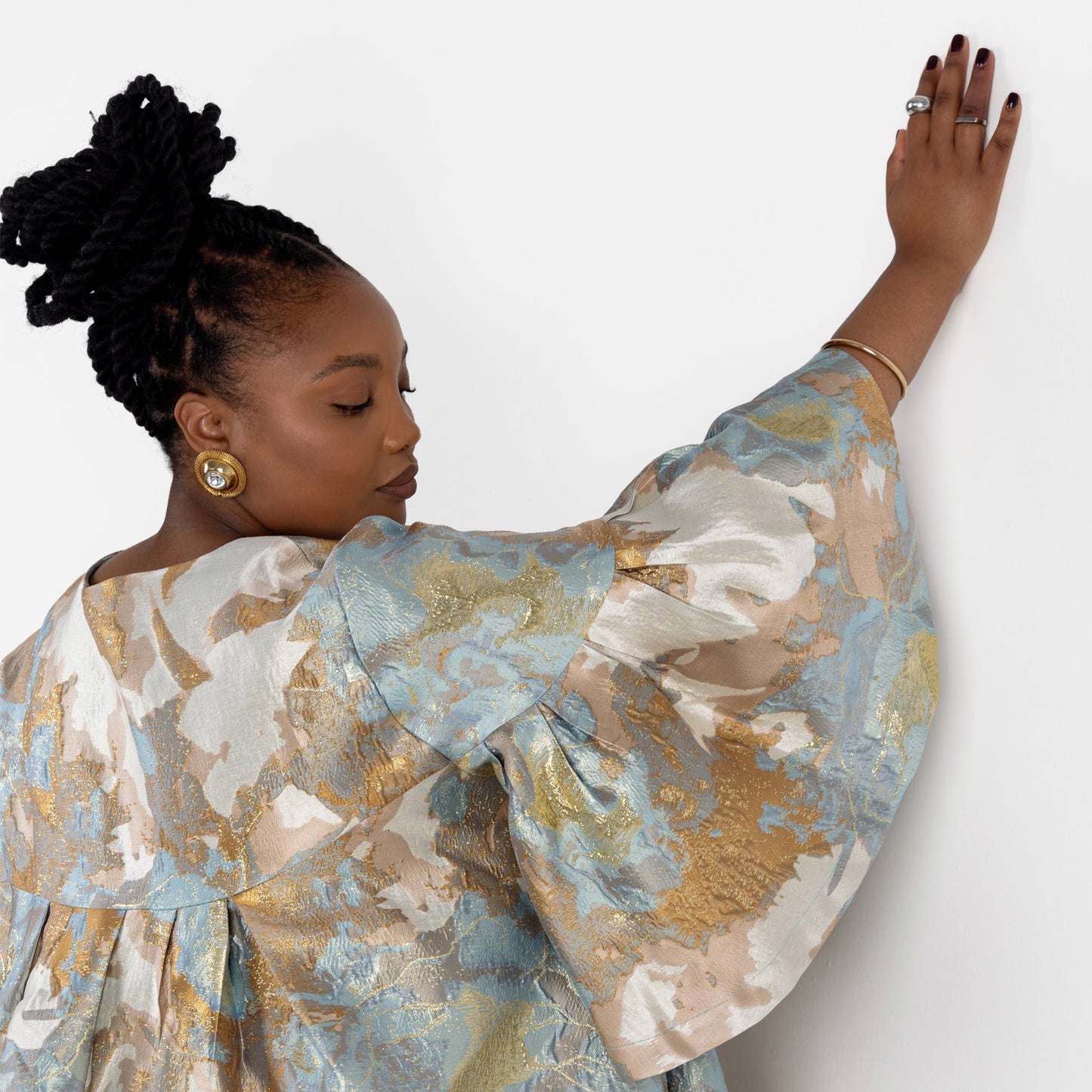 Blue & Gold Brocade Mini Dress