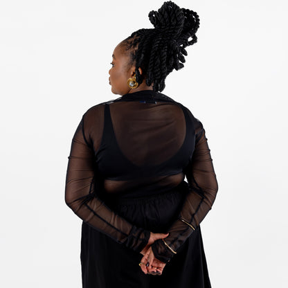 Black Mesh Layering Top