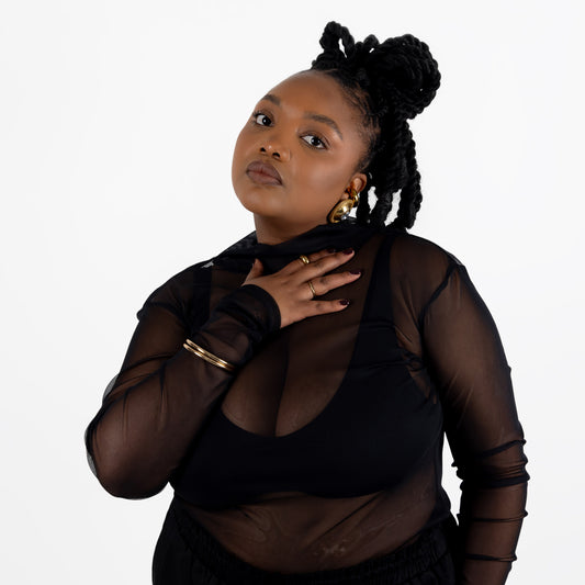 Black Mesh Layering Top