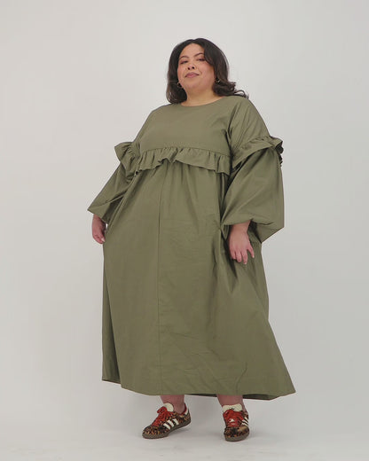Green Frill Maxi Dress